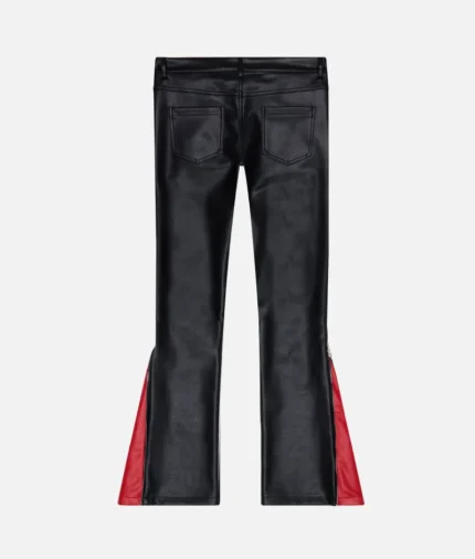 Valabasas Cerniera Black Stacked Flare Jeans Leather (1)