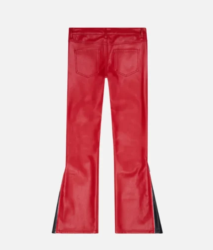 Valabasas Cerniera Red Stacked Flare Jeans Leather (1)