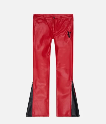 Valabasas Cerniera Red Stacked Flare Jeans Leather (2)
