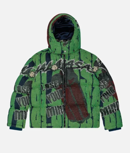 Valabasas Threaded Thoughts Green Tapestry Puffer Jacket (2)